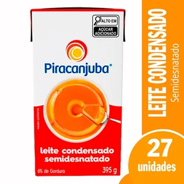 Leite Condensado Semidesnatado Piracanjuba 395g Embalagem com 27 Unidades